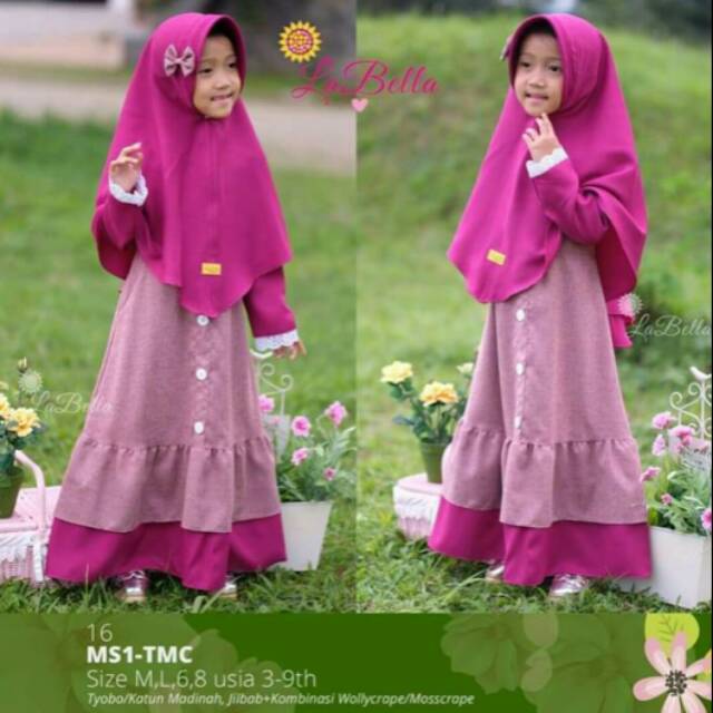 Gamis Baju Muslim Anak Labella Toyobo Katun Madinah Shopee Indonesia