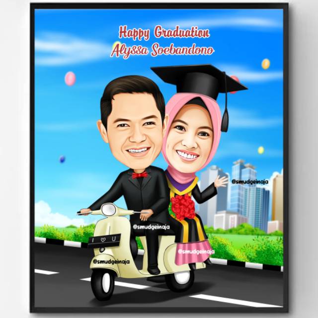 Jasa pembuatan karikatur palembang new yogi safran jasa pembuatan . Karikatur Wisuda Couple Teman Sahabat Keluarga Shopee Indonesia