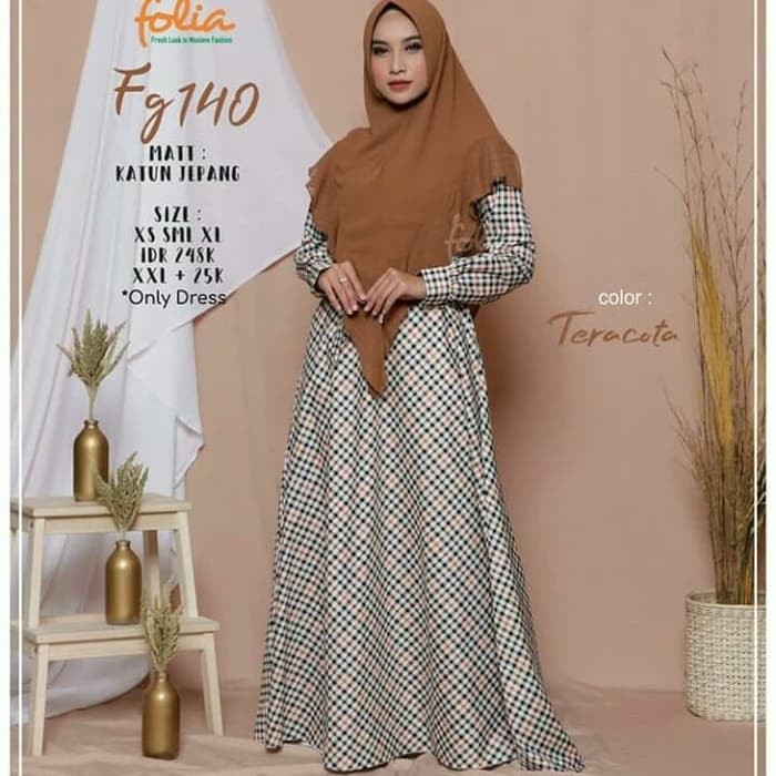 Gamis Dewasa Folia Fg 140 Gamis Folia Terbaru Gamis Motif