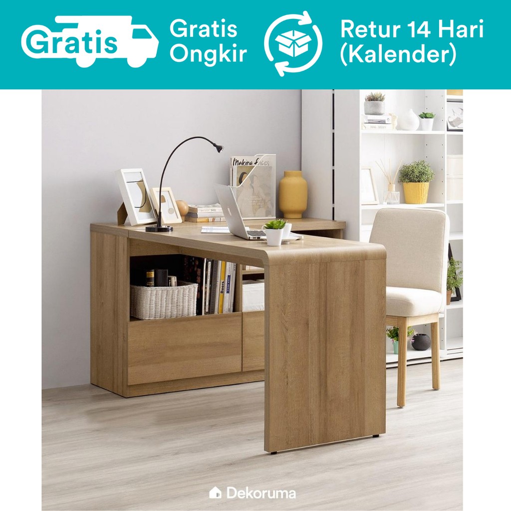 Biaya administrasi tidak akan dikenakan ke ongkir, diskon produk dan/atau voucher diskon ditanggung penjual. Dekoruma Mika Meja Belajar Sudut dengan Lemari Kabinet dan