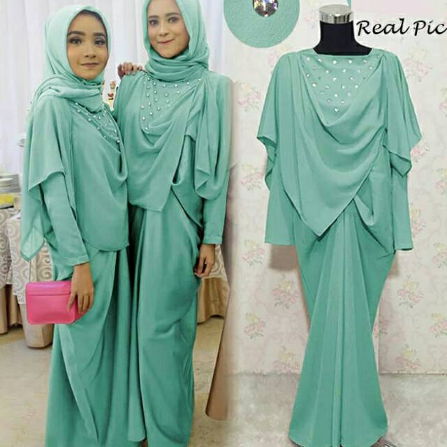 Kaftan Crepe Import Gaun Muslim Dress Abaya Gamis Syari