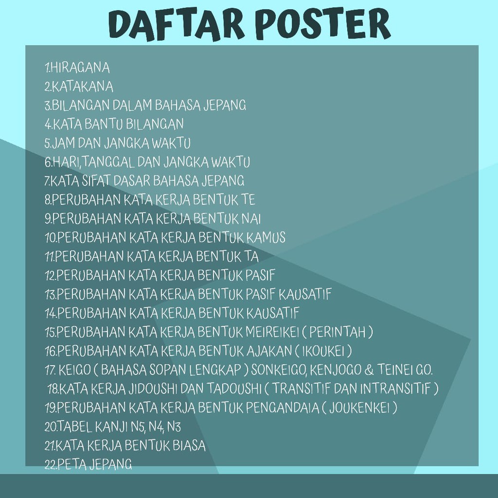 Partikel ini digunakan untuk mengakhiri kalimat pertanyaan. 1 Poster Hiragana Huruf Bahasa Jepang Shopee Indonesia