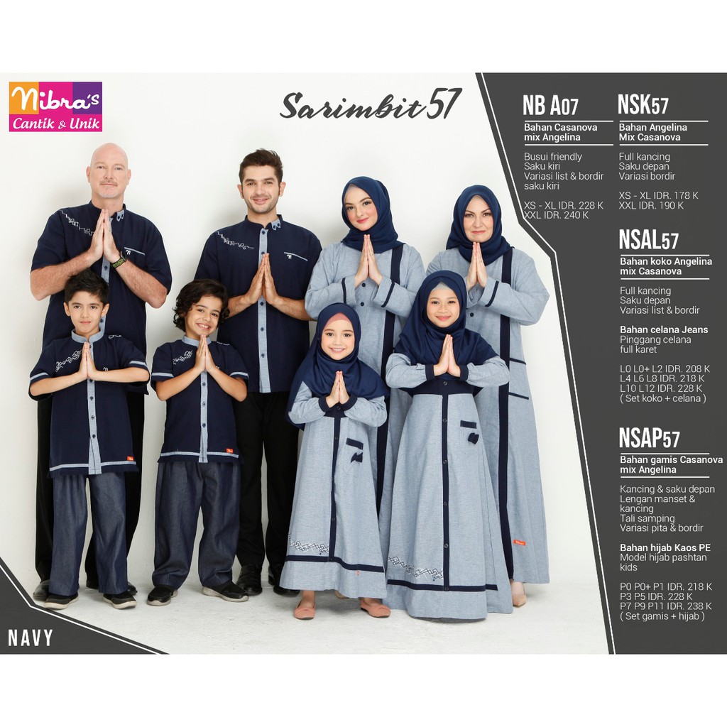 Koleksi Baju Sarimbit Lebaran 2019 Nibras Sarimbit 57 Navy