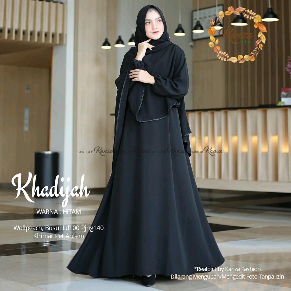 Khadijah Syari Gamis Syari Set Khimar Polos Wolfis Syari Warna