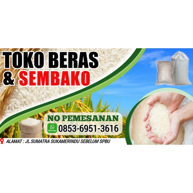 Banner spanduk toko agen beras eceran dan grosir cdr . Design Banner Toko Beras Shopee Indonesia