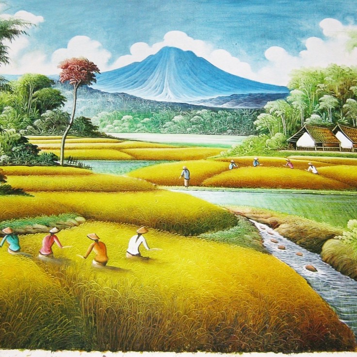 ∙ promo pengguna baru ∙ kurir instan ∙ bebas ongkir ∙ cicilan . Jual Lukisan Pemandangan Alam Pegunungan Dan Panen Padi Yang Sangat Indah Indonesia Shopee Indonesia
