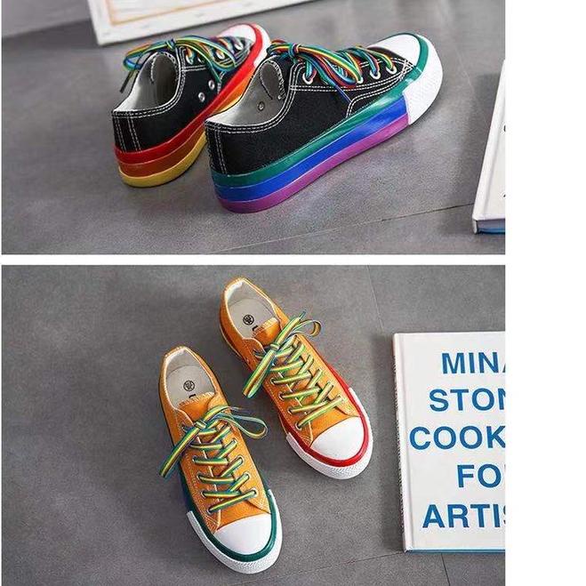 Flash Sale -ax SEPATU FASHION TERBARU SNEAKERS KANVAS WANITA BERTALI  RAINBOW WARNA-WARNI IMPORT &hellip;. | Shopee Indonesia