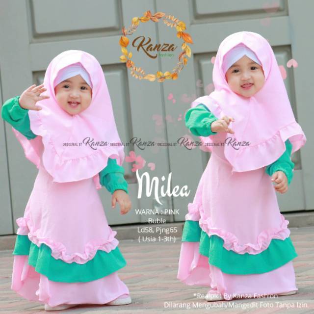 Baju Gamis Anak Perempuan Muslimah Set Jilbab Usia 1 2 3 Tahun