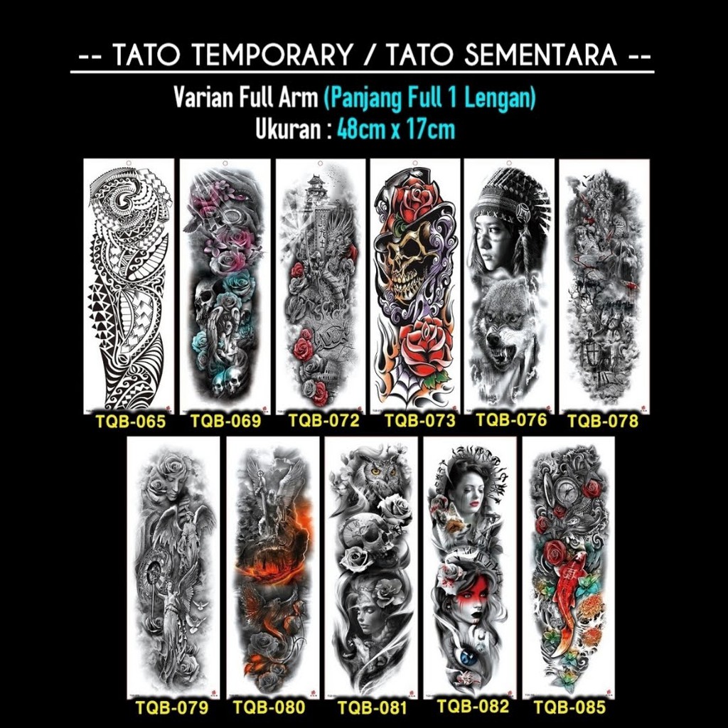 Grosir Tattoo Temporary Full Arm Tato Sementara Ukuran Besar Murah Free Ongkir Tato Temporer Shopee Indonesia