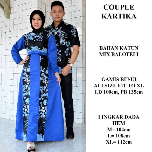 Couple Kartika Kemeja Pria Lengan Pendek Gamis Kombinasi Dress