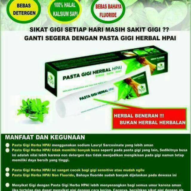 Pasta Gigi Herbal Hpai Shopee Indonesia