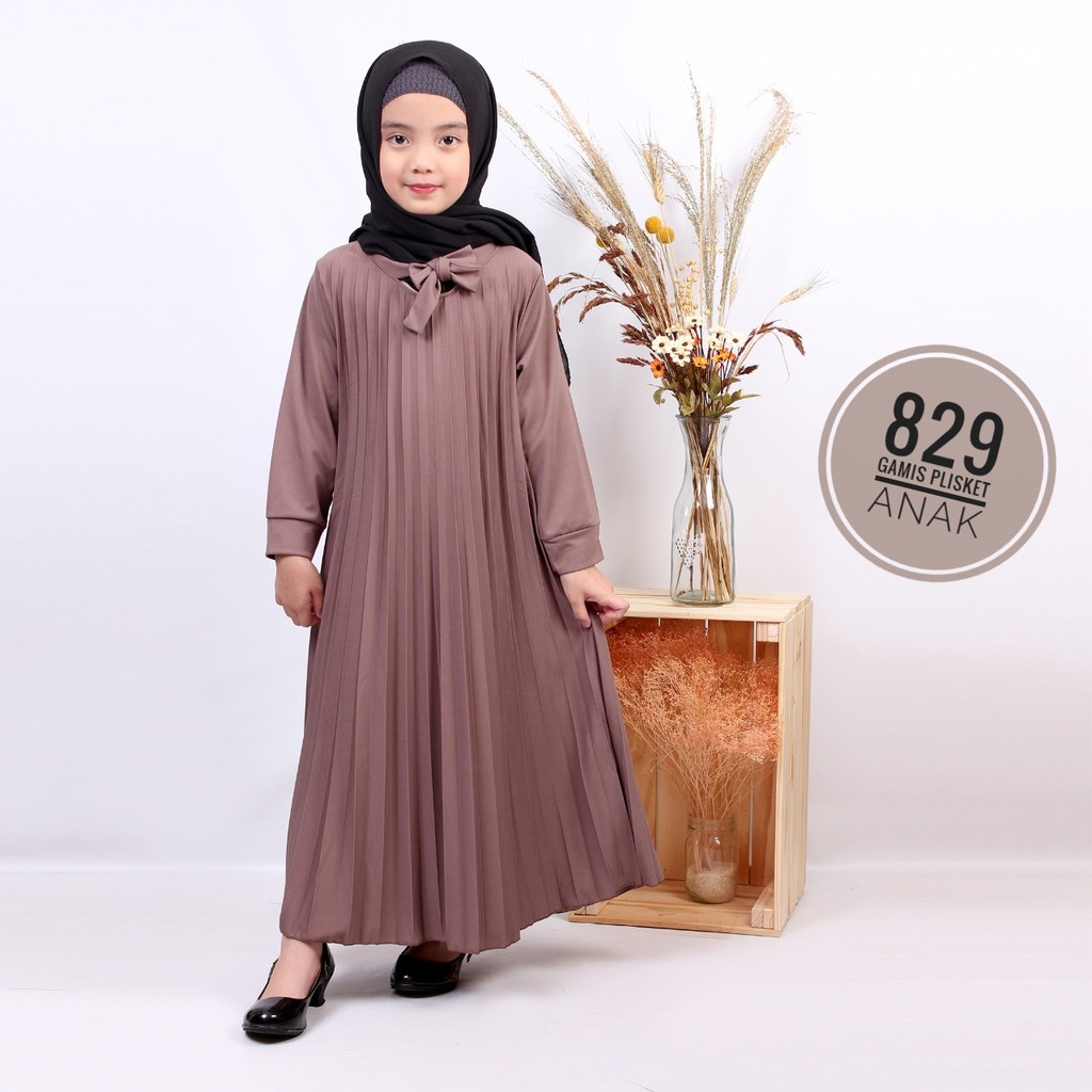 829 C Jual Gamis Plisket Anak Maxy Dress Plisket Prisket Pleated
