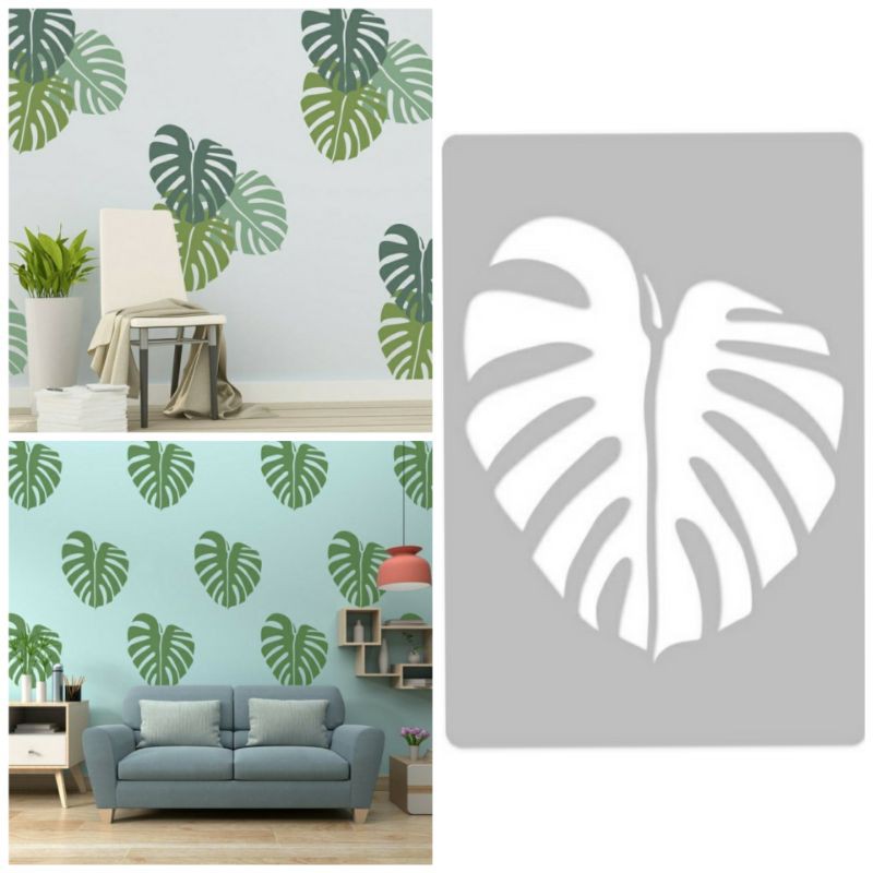 cetakan cat dinding motif TROPICAL LEAF Stencil TEBAL : 200 MICRON | Shopee  Indonesia