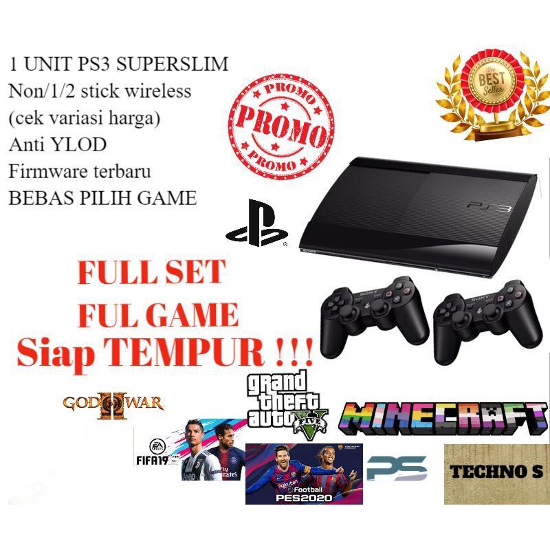 Ps 3 Sony Playstation 3 Super Slim Sri4000 160gb 500gb Stick Full Game Promo Termurah Indonesia 