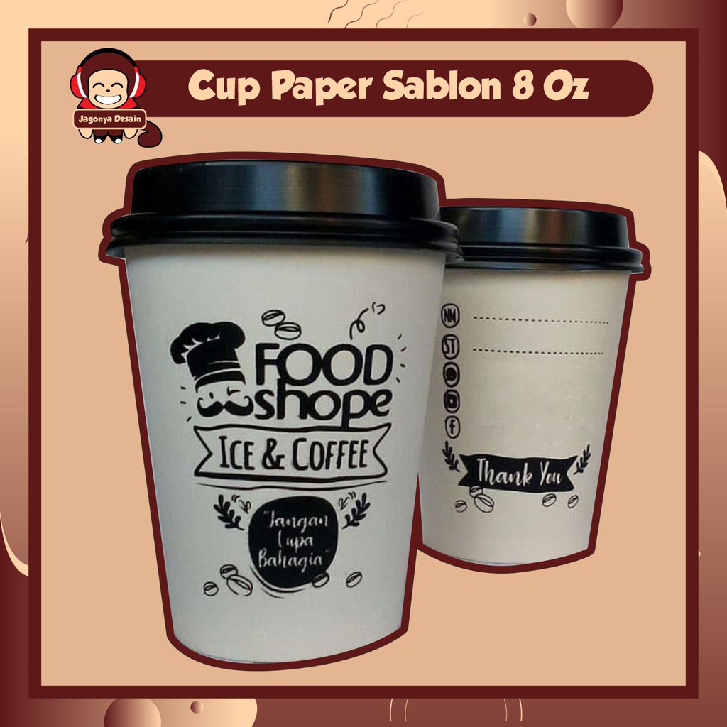 Warna organik untuk sablon ke decal dan membutuhkan suhu yang rendah tersedia beberapa warna (hijau merah, maron, biru, cyan, putih, orange, ungu, . Paper Cup Gelas 8 Oz Sablon Custom Free Desain Shopee Indonesia