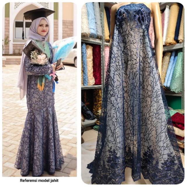 Bahan kebaya bahan gaun brokat Tile mutiara bordir with Glitter (harga per  setengah meter) | Shopee Indonesia