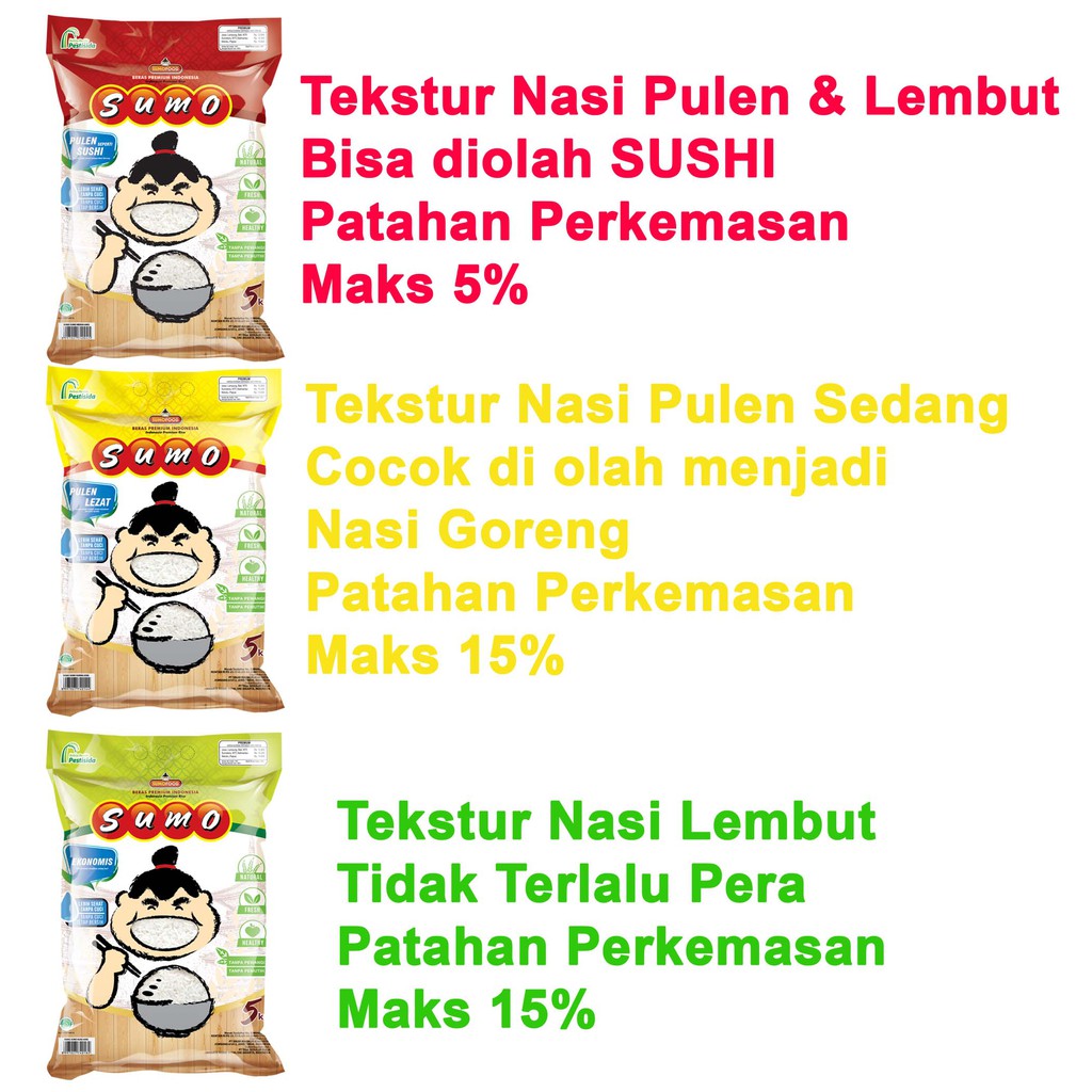 Jual aneka beras organik, non organik ir64, ir42, ketan putih & hitam di kota tangerang. Beras Sumo Kemasan Hijau 5kg Shopee Indonesia