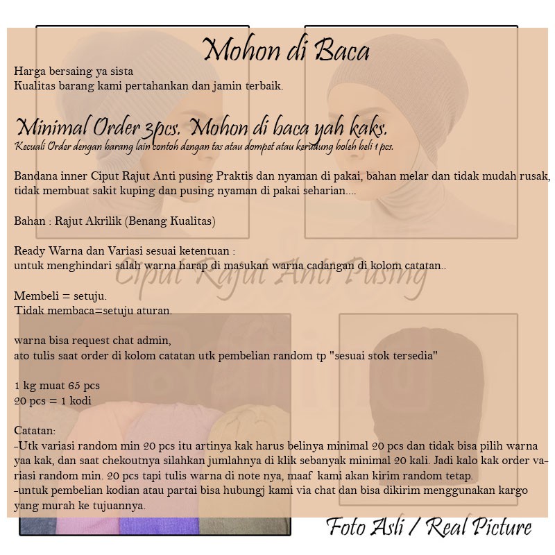 ciput rajut ANPUS anti pusing | Shopee Indonesia