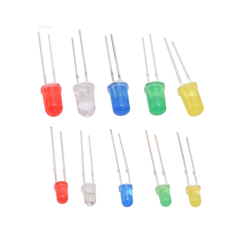 Dharma Alfa 150pcs Dioda Lampu Led 3mm 5mm Warna Kuning Merah Hijau Biru Hijau