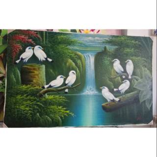Jual Lukisan Pemandangan Alam Dan Burung Kakatua Indonesia|Shopee Indonesia 320_X_320_jpg