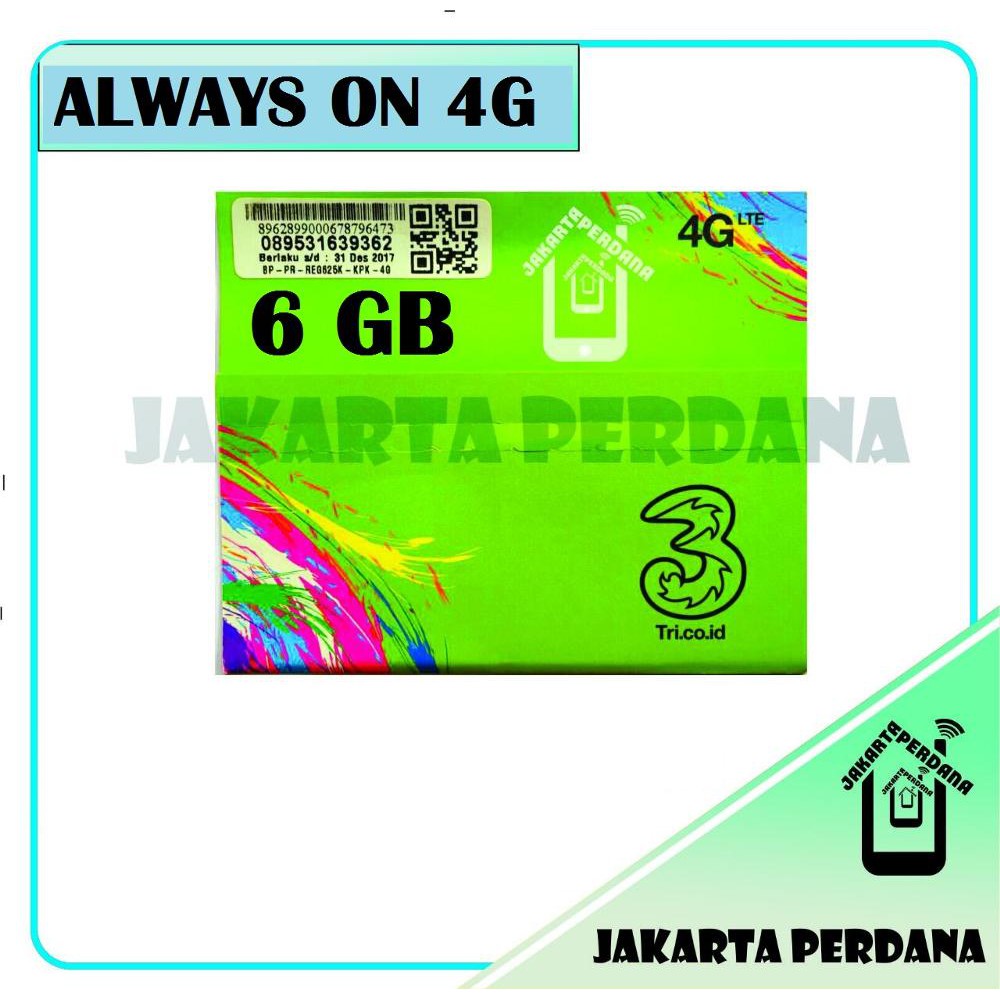 Kuota ++ mengikuti masa aktif kartu · kuota bebas nelpon sesama tri 180 hari · kartu perdana always on 360 hari ( 1 tahun masa aktif ). Tri Aon Kuota 6 Gb 4g Kartu Perdana Internet Three Always On 6gb Fix Shopee Indonesia