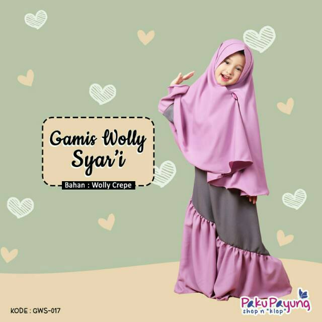 Gamis Anak Wolly Crepe Syari Paku Payung Ungu Shopee Indonesia
