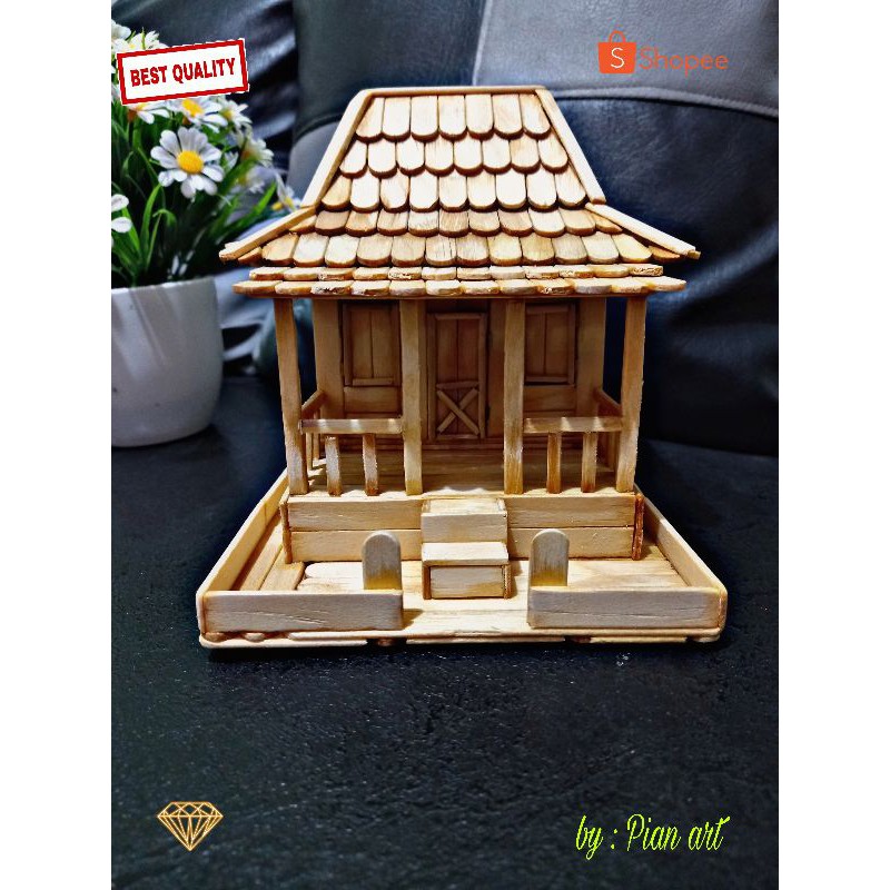 120 contoh kerajinan dari stik es . Miniatur Rumah Adat Joglo Shopee Indonesia