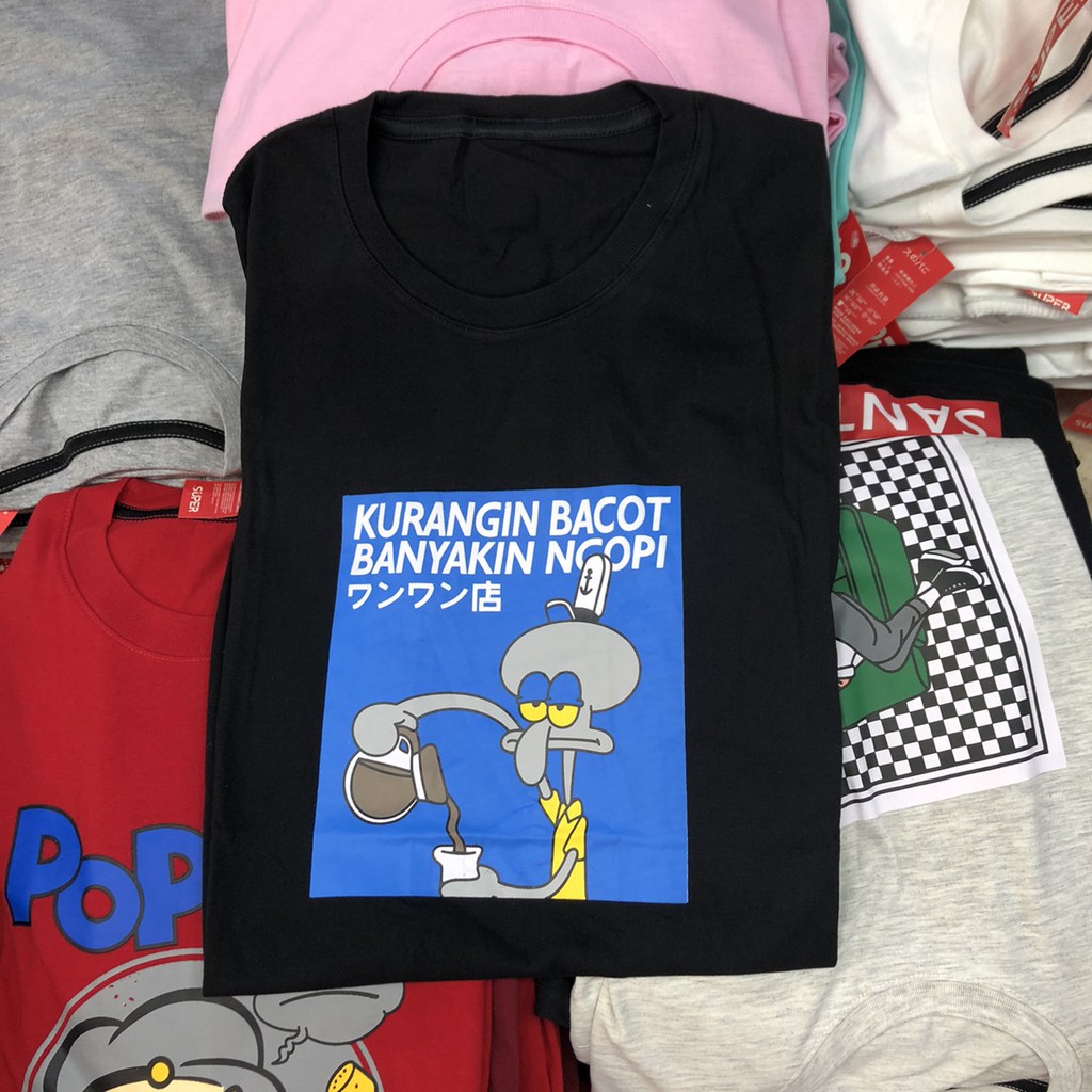 #relax #santuy #sadedits⚫️ #santai #edit #aesthetically #aestheticsquidward . Kaos Baju Kurangin Bacot Banyakin Ngopi Squidward