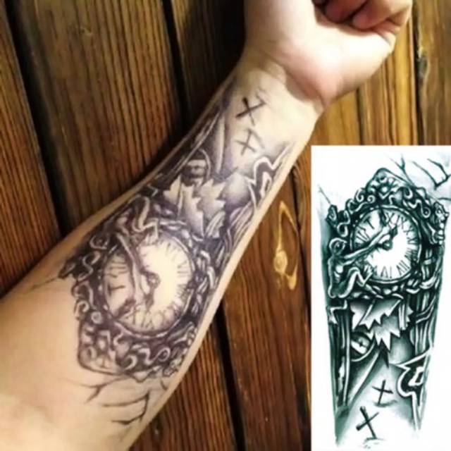 Desain Jam Kuno Keren Temporary Tattoo Tato Temporer Fashion Premium Quality Shopee Indonesia