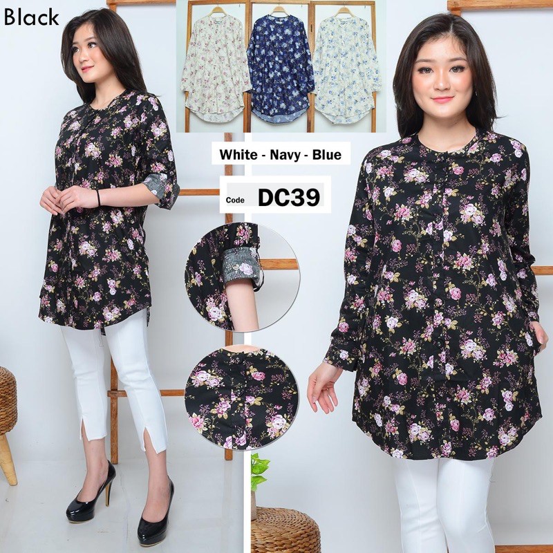 Brand fashion muslim dan desainer tanah air . Dc39 Tunik Oblong Bunga Katun Jepang Ori Tokai Bwi 188 Shopee Indonesia