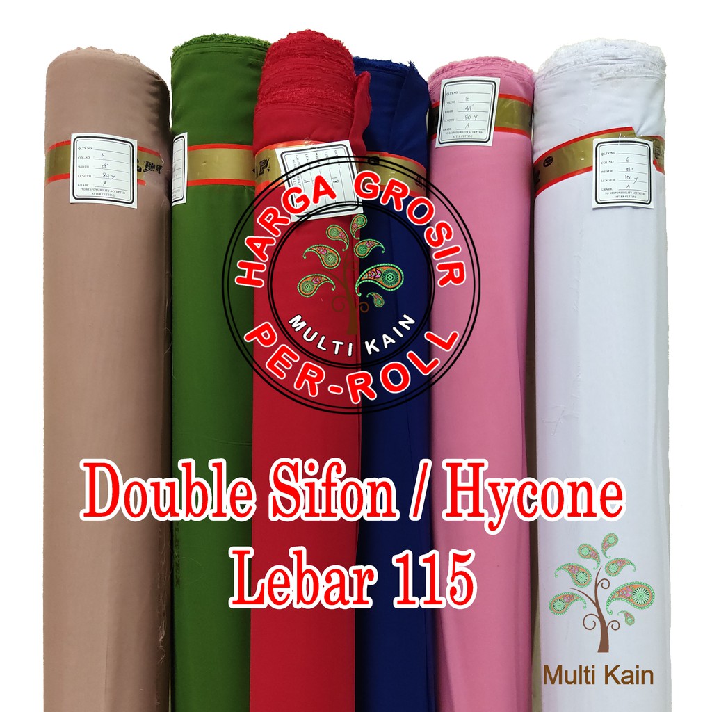 Pusat kain hijab premium ecer dan grosir. Bahan Multi Kain Double Sifon Hycon Hicon Hycone Polycotton Poton Kerudung Lebar 115 Cm 1 Rol 50 Yar Shopee Indonesia