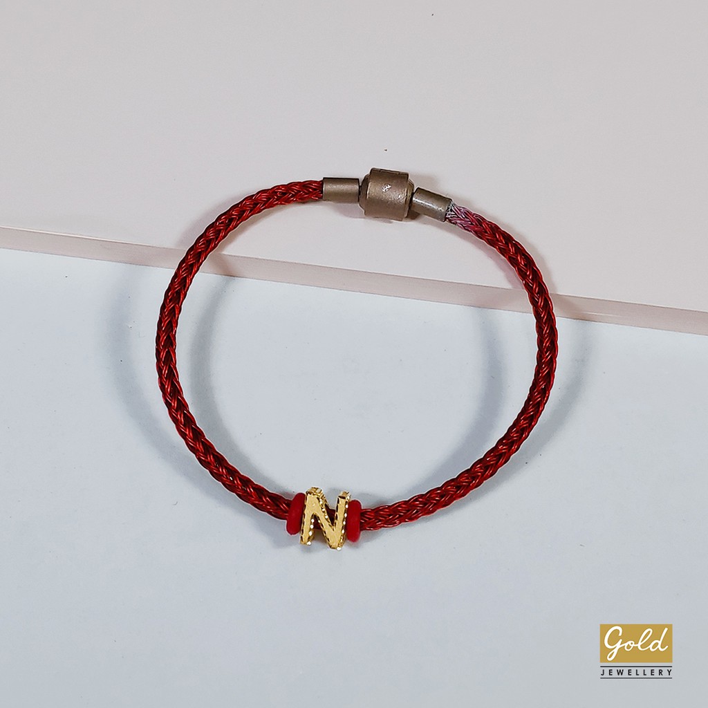 Gelang tali emas kuning kadar 700 70% inisial N bsr tali pdr mrh | Shopee  Indonesia