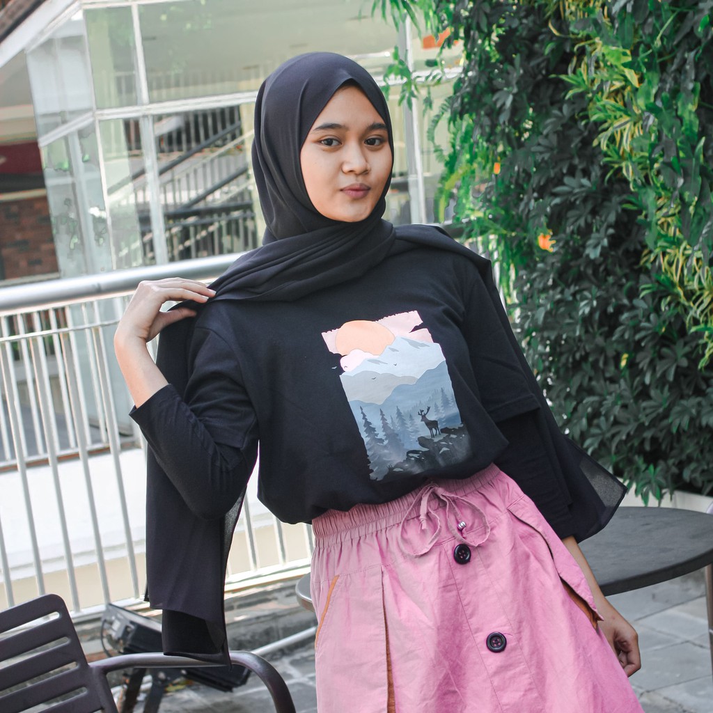 Jual Tshirt Baju Kaos Abstract Pemandangan Alam Nature Lengan Pendek Unisex Katun Pria Wanita Hitam Indonesia|Shopee Indonesia 1024_X_1024_jpg