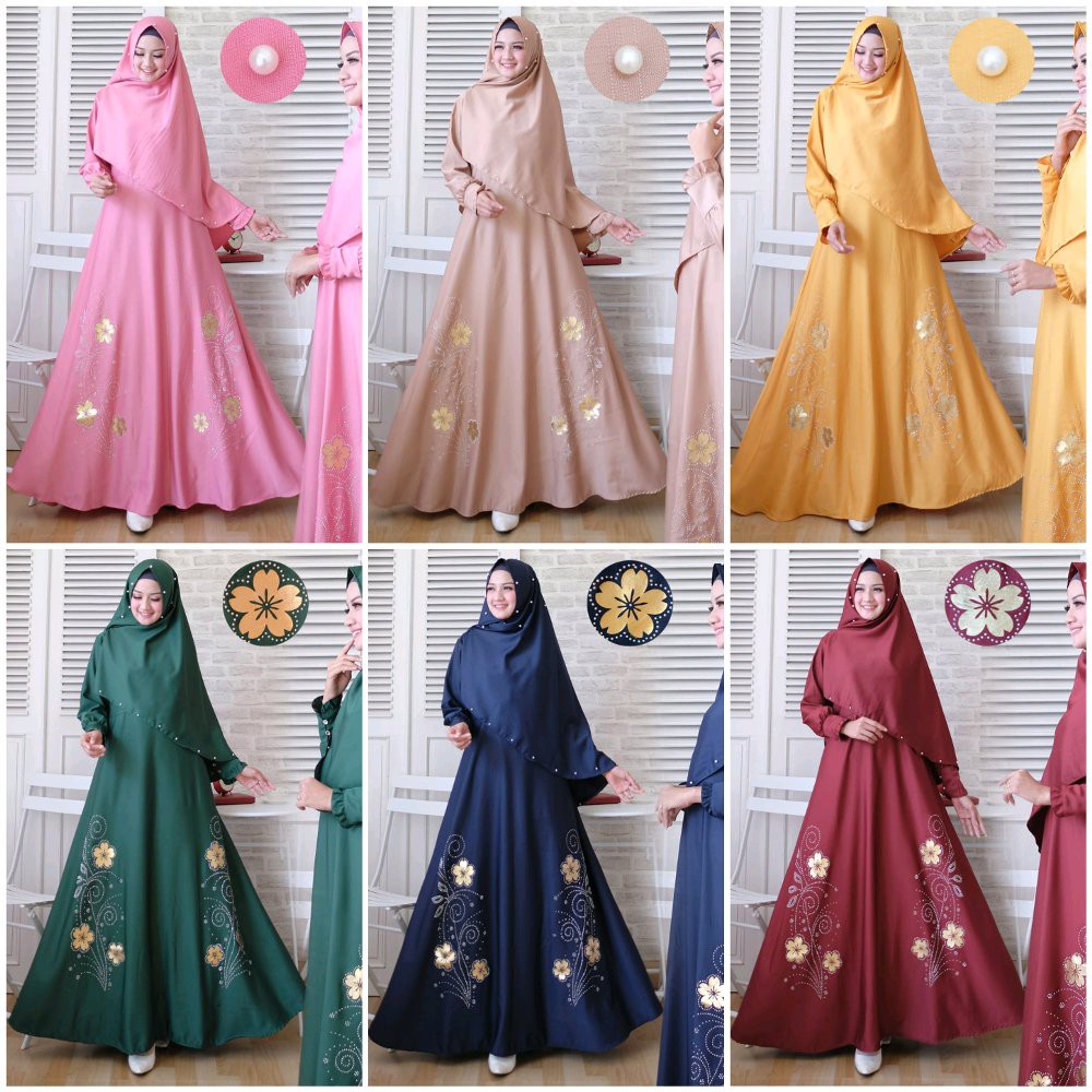 Fc Janela Syari Mustard Gamis Hijab Baju Muslim Gaun Pesta Elegan