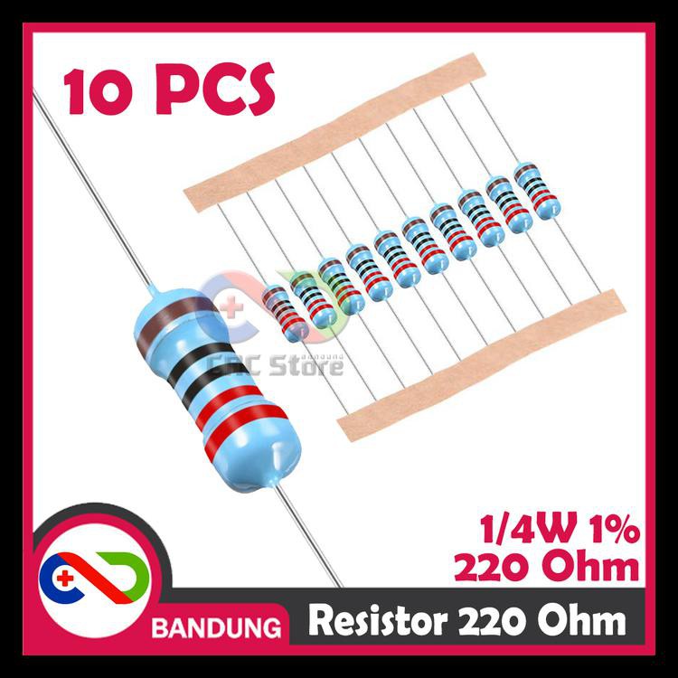 Cnc 10x Resistor 220ohm 220r 220 1 4w 1 Metal Film Kode 1224