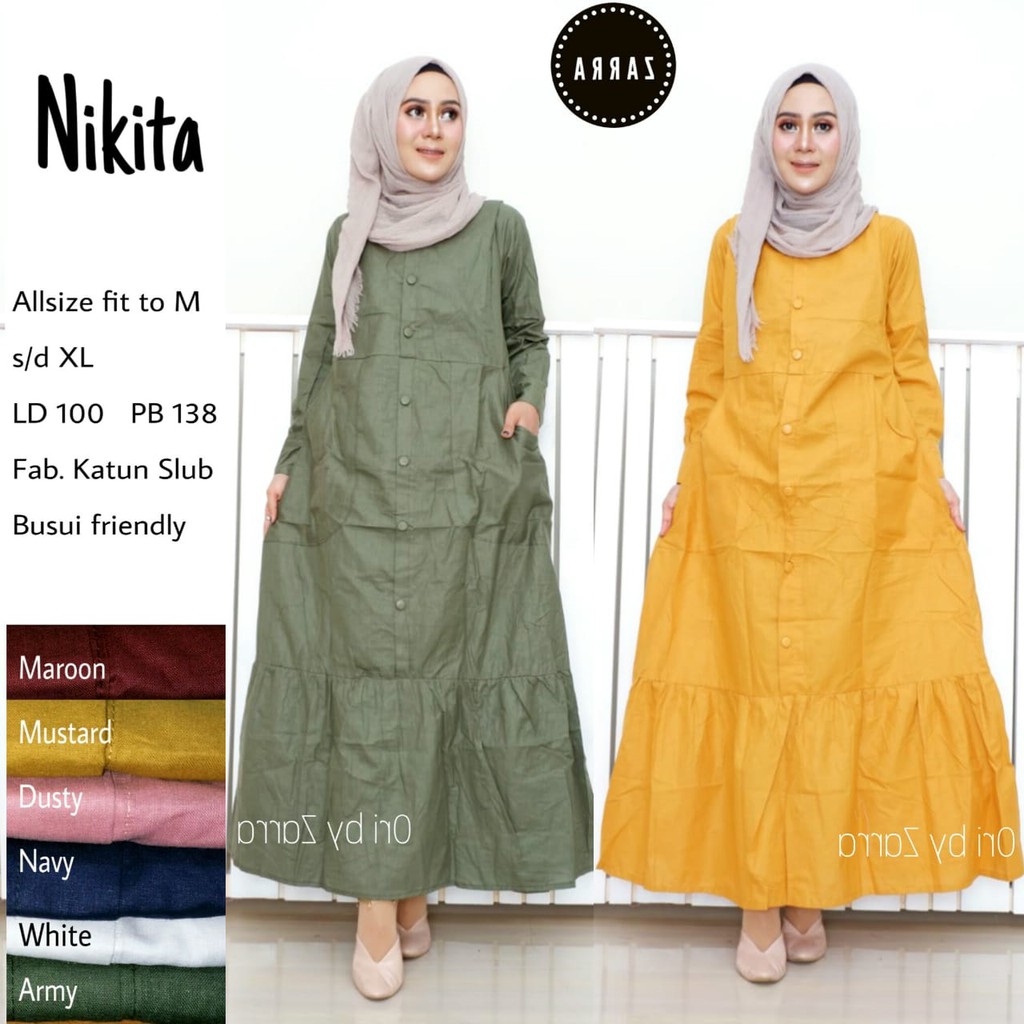 Gamis Syari Nikita Muslimah Cantik Sehati Kak Mendukung