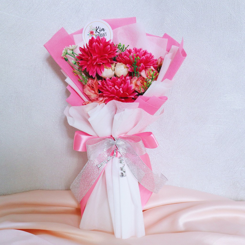 Keep up the great job! Medium Artificial Flower Bouquet Pink White Shopee Indonesia