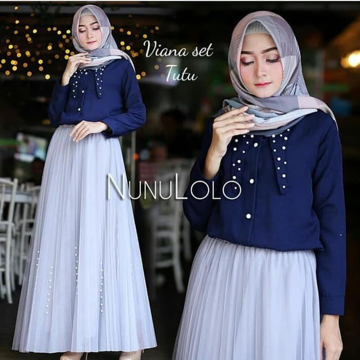 Gamis Remaja Muslim Terbaru Long Dress Baju Hijab Murah Viana Set