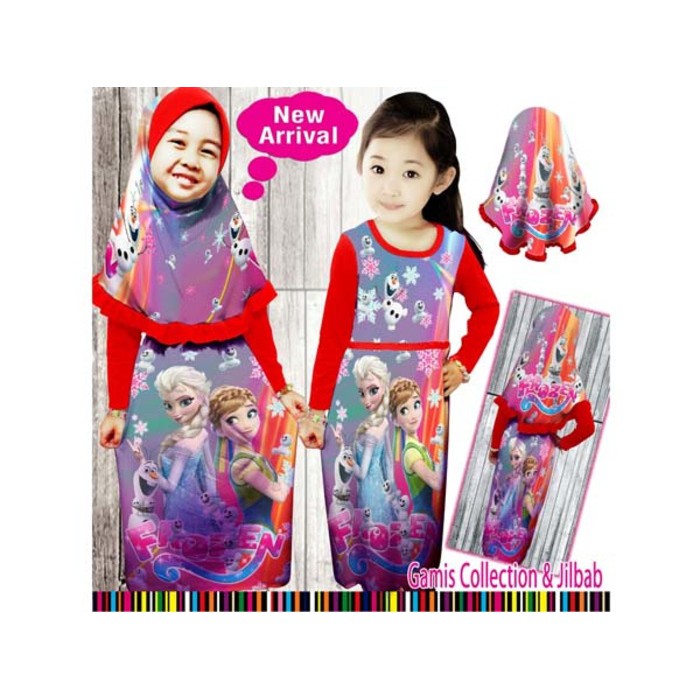Baju Muslim Anak Muslim Gambar Frozen Gamis Frozen Shopee