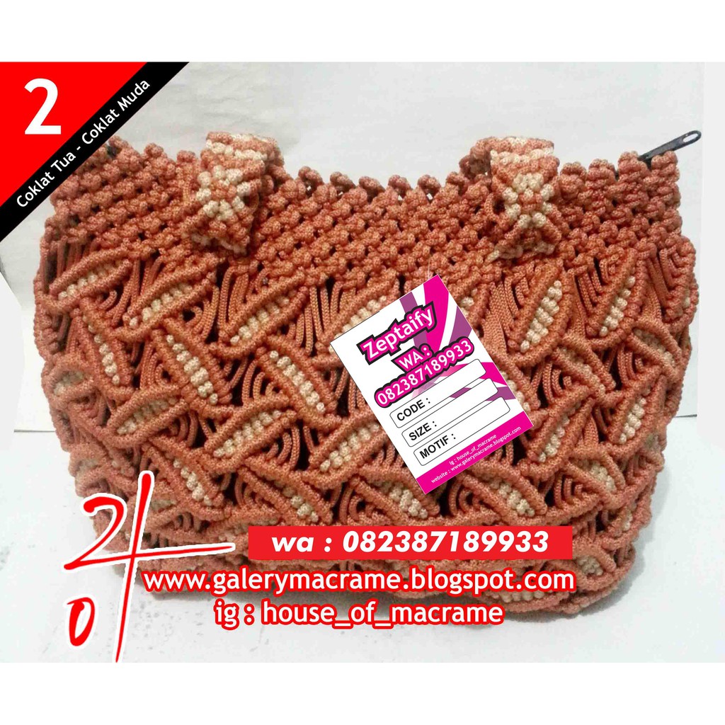 Tas Tali Kur Motif Daun Kombinasi Warna Coklat Muda Coklat Tua Keemasan |  Shopee Indonesia