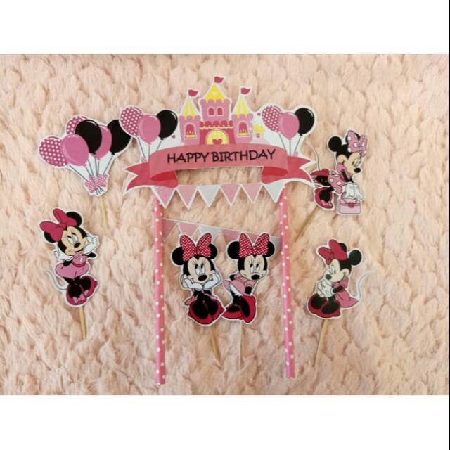 Bisa juga buat acara ultah, sangjit, tunagan, hantaran, lamaran, . Jual Topper Minnie Mouse Hiasan Ultah Topper Puding Dan Topper Kue Indonesia Shopee Indonesia