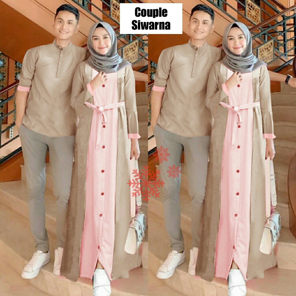 Couple Siwarna Baju Pasangan Muslim Gamis Pesta Wanita Dan Baju