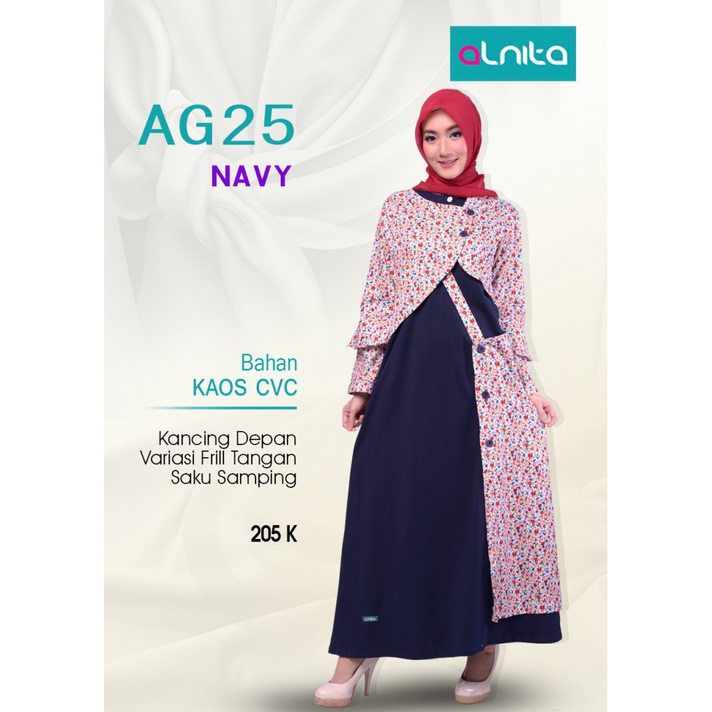 Gamis Alnita Ag 25 Navy Gamis Kaos Muslimah Alnita Ag 25 Shopee