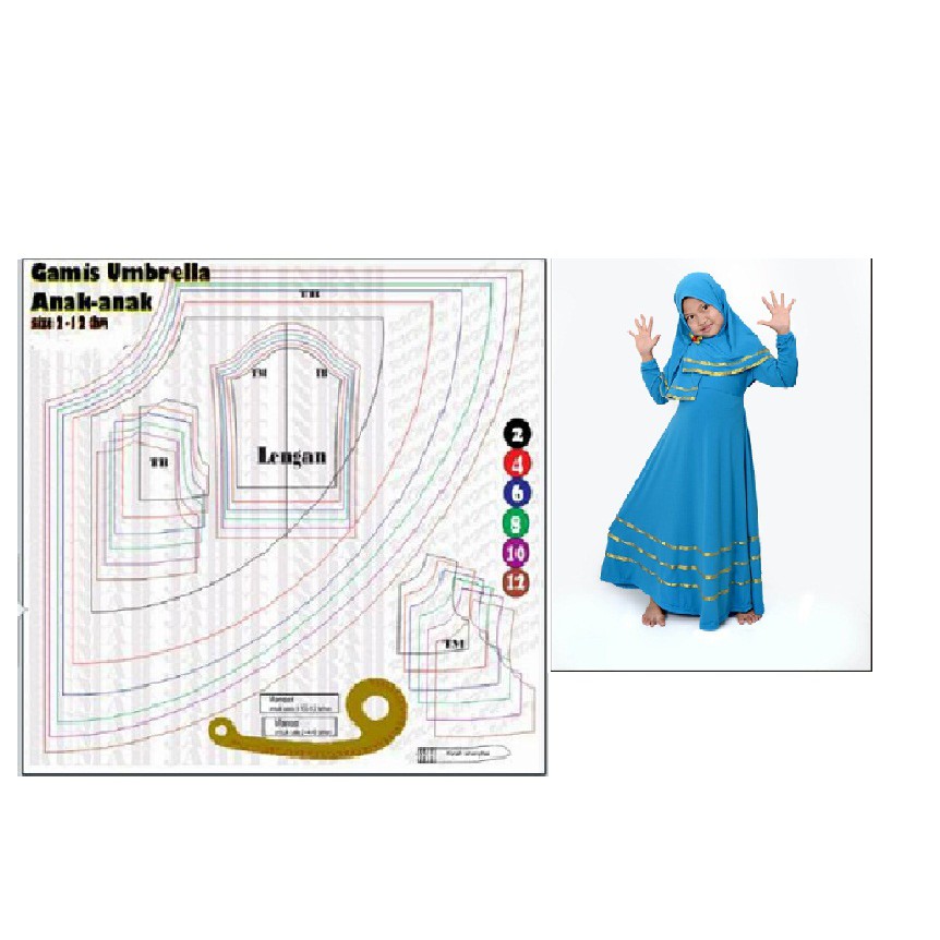 Pola Jiplak Gamis Umbrella Anak 2 12 Thn Shopee Indonesia
