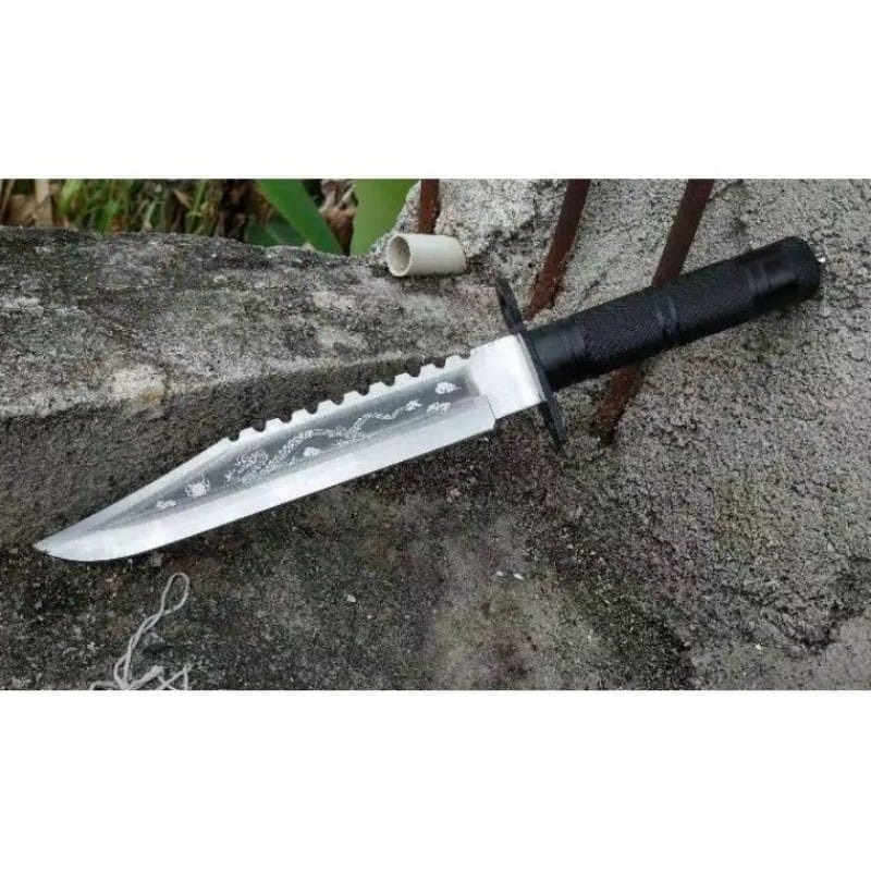 This is a large, heavyweight replica of the knife from the classic 1987 arnold schwarzenegger film predator. Jual Bisa Cod Pisau Komando Besar Motif Naga Survival Kit Bushcraft Hunting Berburu Indonesia Shopee Indonesia