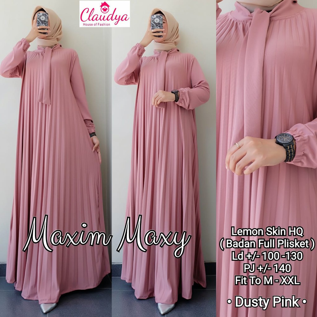 Gamis Dress Premium Full Plisket Maxim Maxy Baju Wanita Terbaru