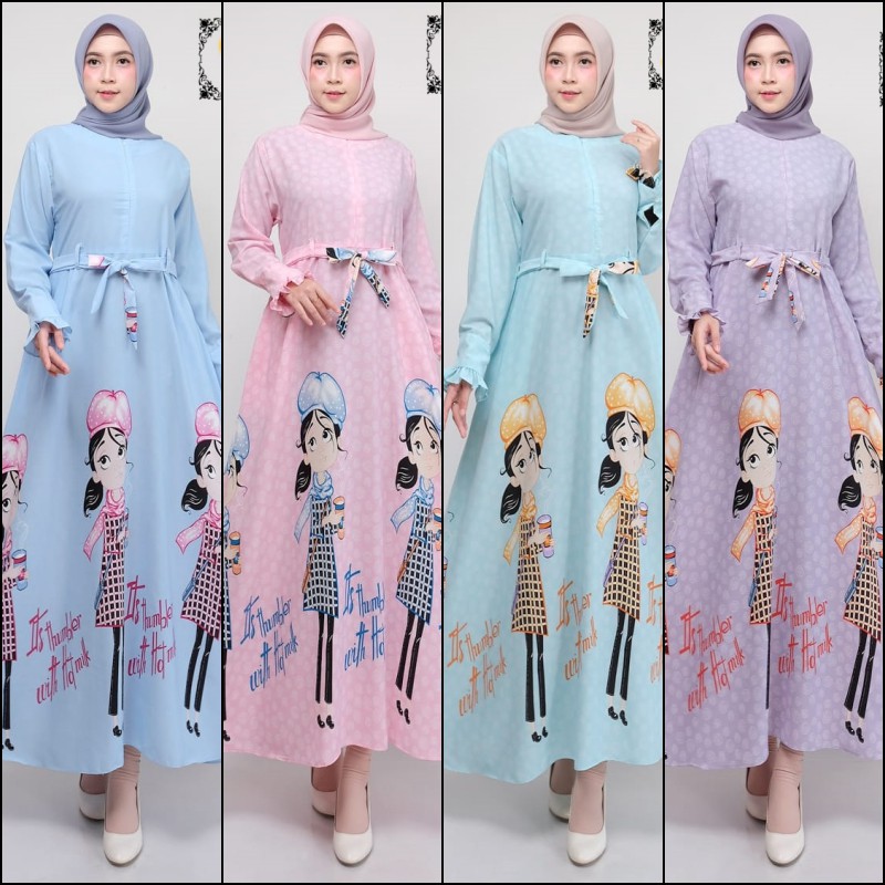 Gamis Wolfis Os218 Gamis Remaja Gamis Wolfis Motif Lucu Unik Gamis