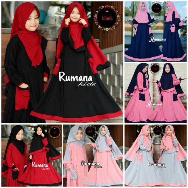 Rumana Kids Baju Muslim Gamis Anak Usia 10 12 Tahun Shopee