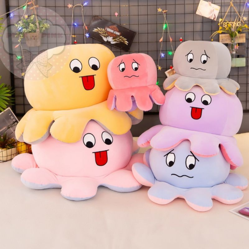 Jual boneka gurita reversible octopus jumbo 50 cm