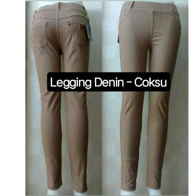 Cobalah padukan atasan warna hijau anda dengan bawahan coklat seperti celana corduroy yang . Celana Legging Denim Coksu Coklat Susu Shopee Indonesia